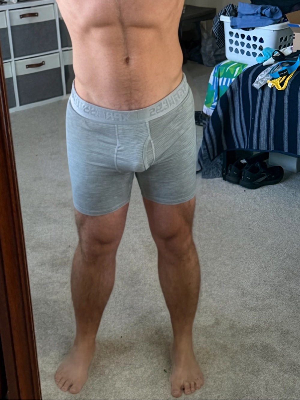 Men's Express Light Gray Performance Boxer Briefs XL